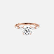  The Marquise Lucia Round Lab Diamond Ring 14k Rose Gold 001