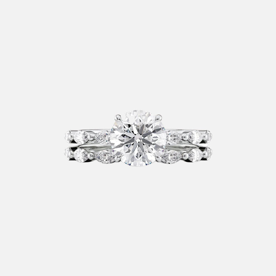  The Marquise Lucia Round Lab Diamond Ring 14k White Gold 003