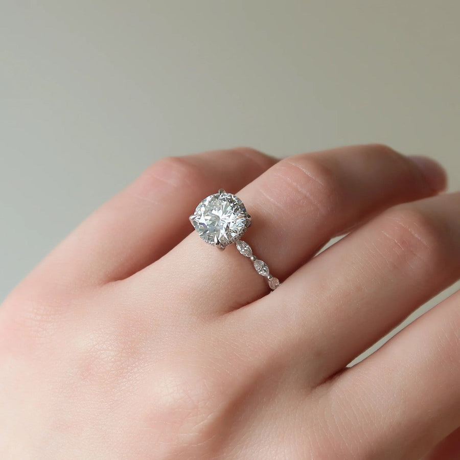  The Marquise Lucia Round Lab Diamond Ring 14k White Gold 005 Final