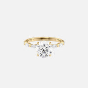The Marquise Lucia Round Lab Diamond Ring 14k Yellow Gold 001