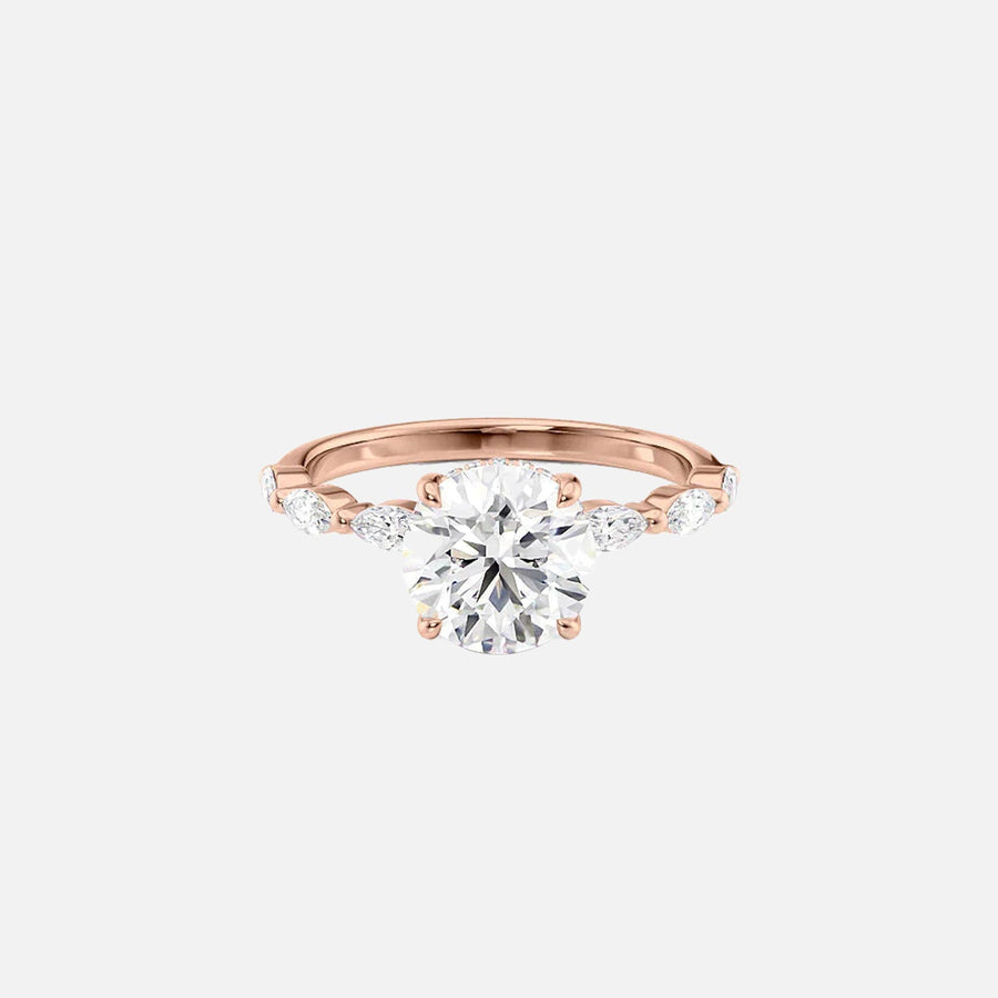  The Marquise Lucia Round Lab Diamond Ring 18k Rose Gold 001