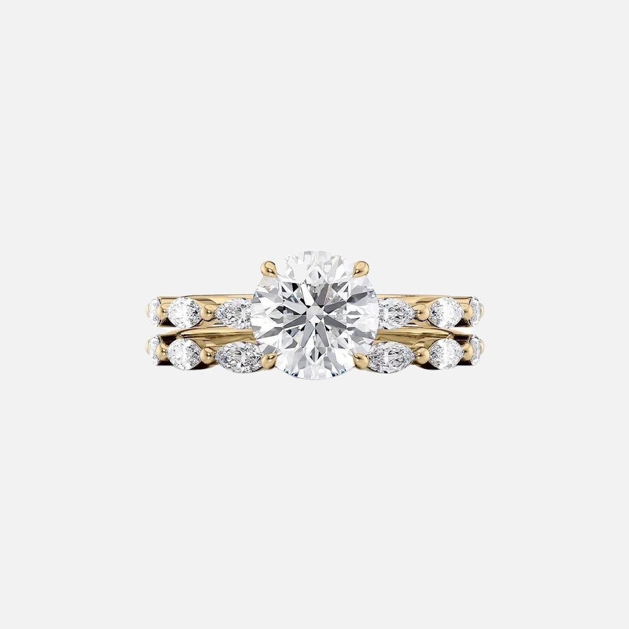  The Marquise Lucia Round Lab Diamond Ring 18k Yellow Gold 003