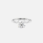  The Marquise Lucia Round Moissanite Ring 14k White Gold 001