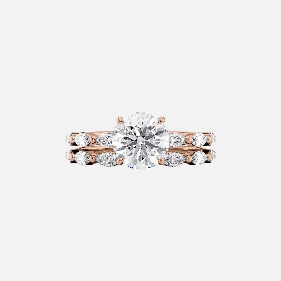  The Marquise Lucia Round Moissanite Ring 18k Rose Gold 003