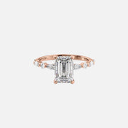  The Marquise Round Lindsey Emerald Lab Diamond Ring 14k Rose Gold 001