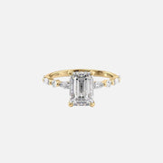 The Marquise Round Lindsey Emerald Lab Diamond Ring 14k Yellow Gold 001