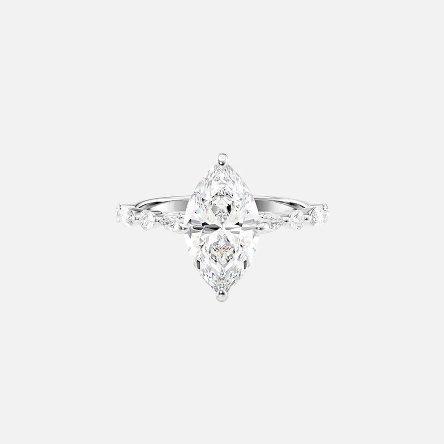  The Marquise Round Lindsey Marquise Lab Diamond Ring 14k White Gold 001