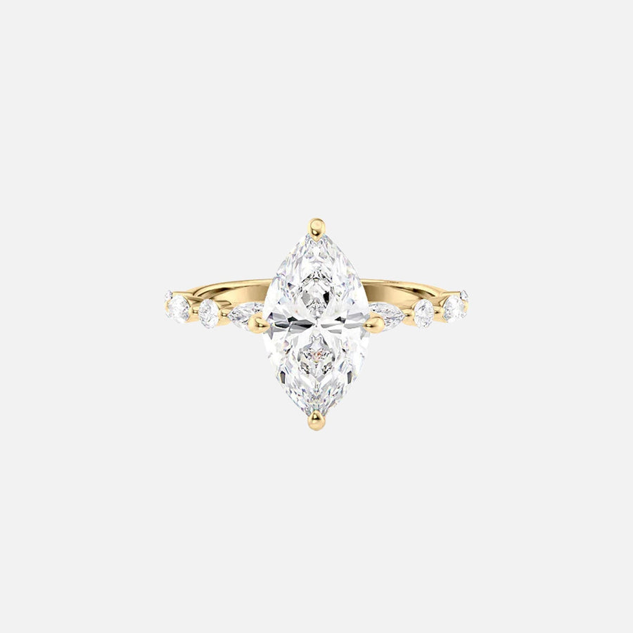 The Marquise Round Lindsey Marquise Lab Diamond Ring 14k Yellow Gold 001