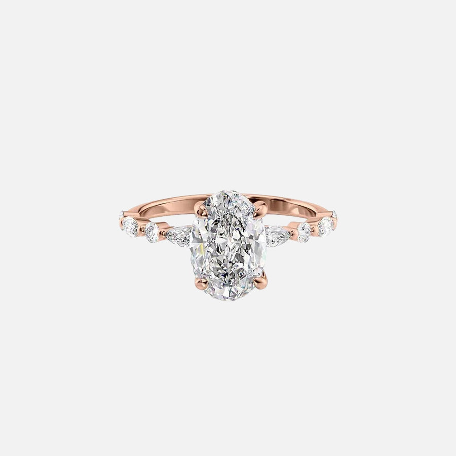  The Marquise Round Lindsey Oval Lab Diamond Ring 14k Rose Gold 001