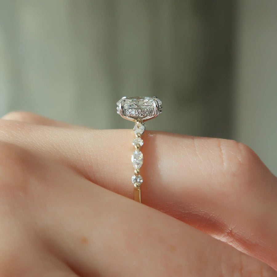  The Marquise Round Lindsey Oval Lab Diamond Ring 18k Yellow Gold 003