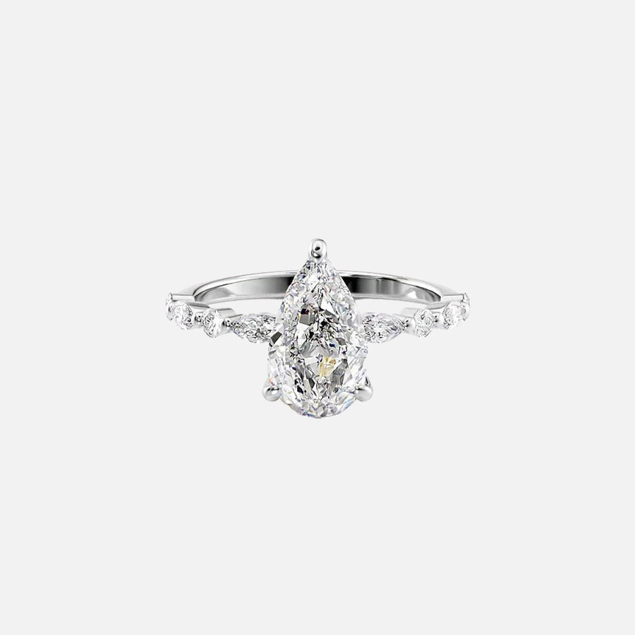  The Marquise Round Lindsey Pear Lab Diamond Ring 14k White Gold 001