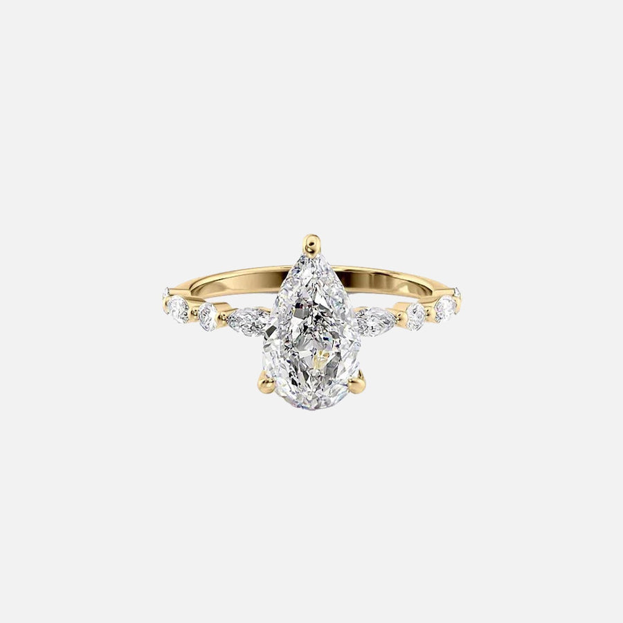 The Marquise Round Lindsey Pear Lab Diamond Ring 14k Yellow Gold 001