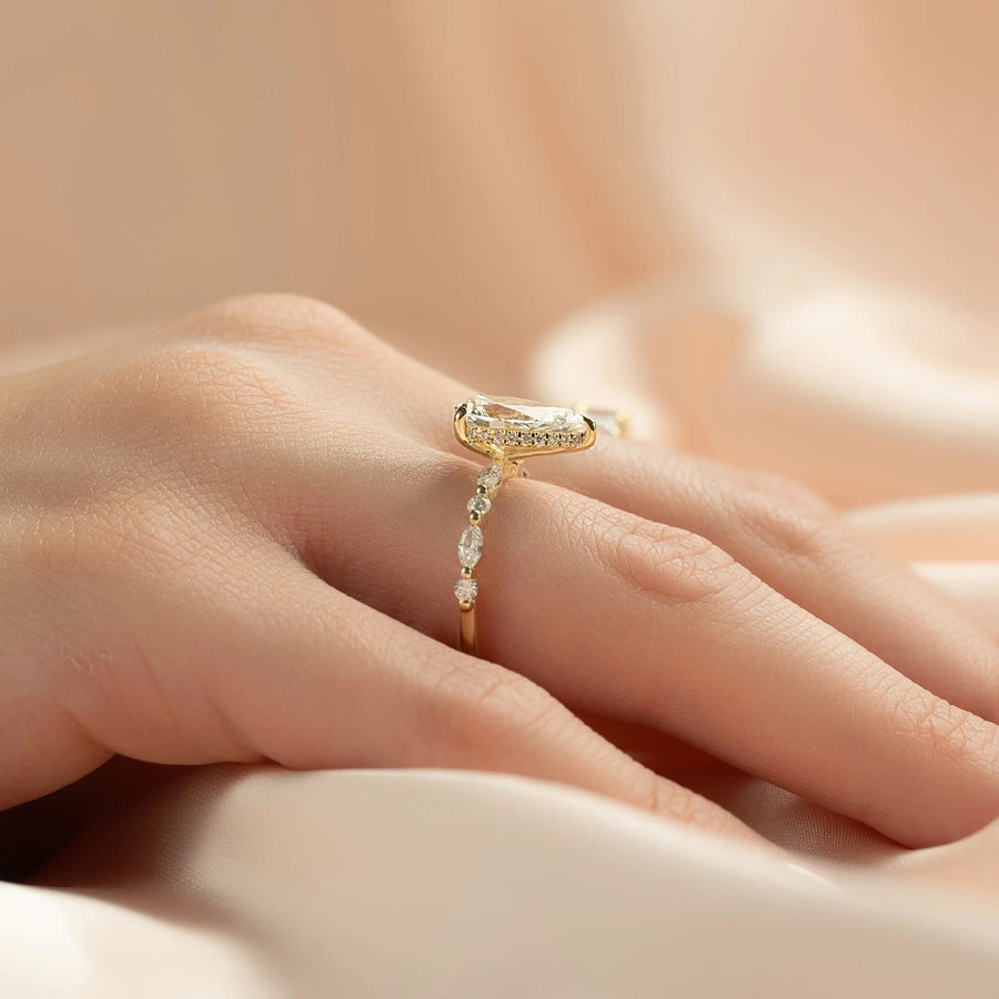 The Marquise Round Lindsey Pear Lab Diamond Ring 18k Yellow Gold 003