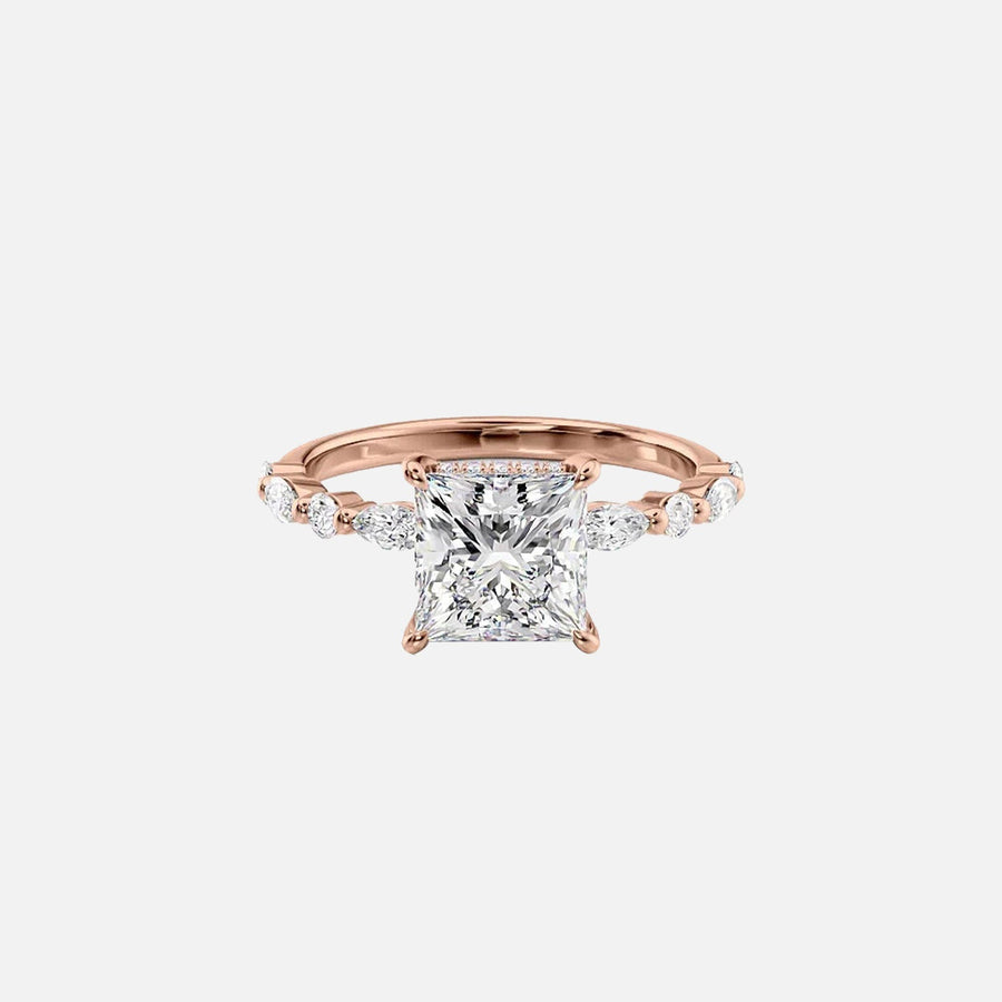  The Marquise Round Lindsey Princess Lab Diamond Ring 18k Rose Gold 001