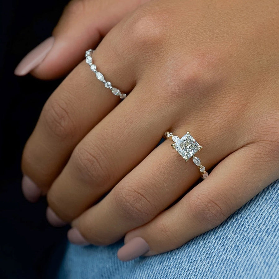  The Marquise Round Lindsey Princess Lab Diamond Ring 18k Yellow Gold 004 Final
