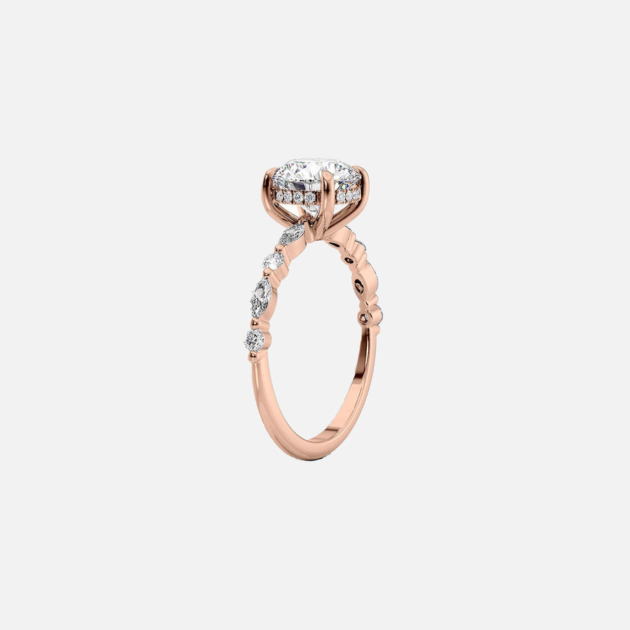  The Marquise Round Lindsey Radiant Lab Diamond Ring 14k Rose Gold 002
