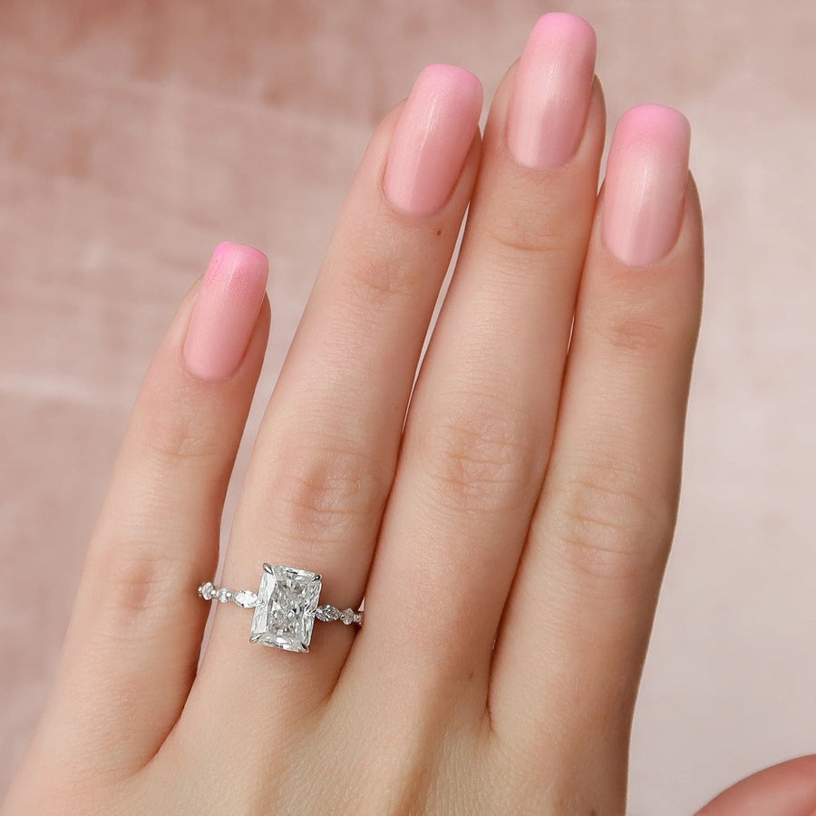  The Marquise Round Lindsey Radiant Lab Diamond Ring 14k White Gold 003