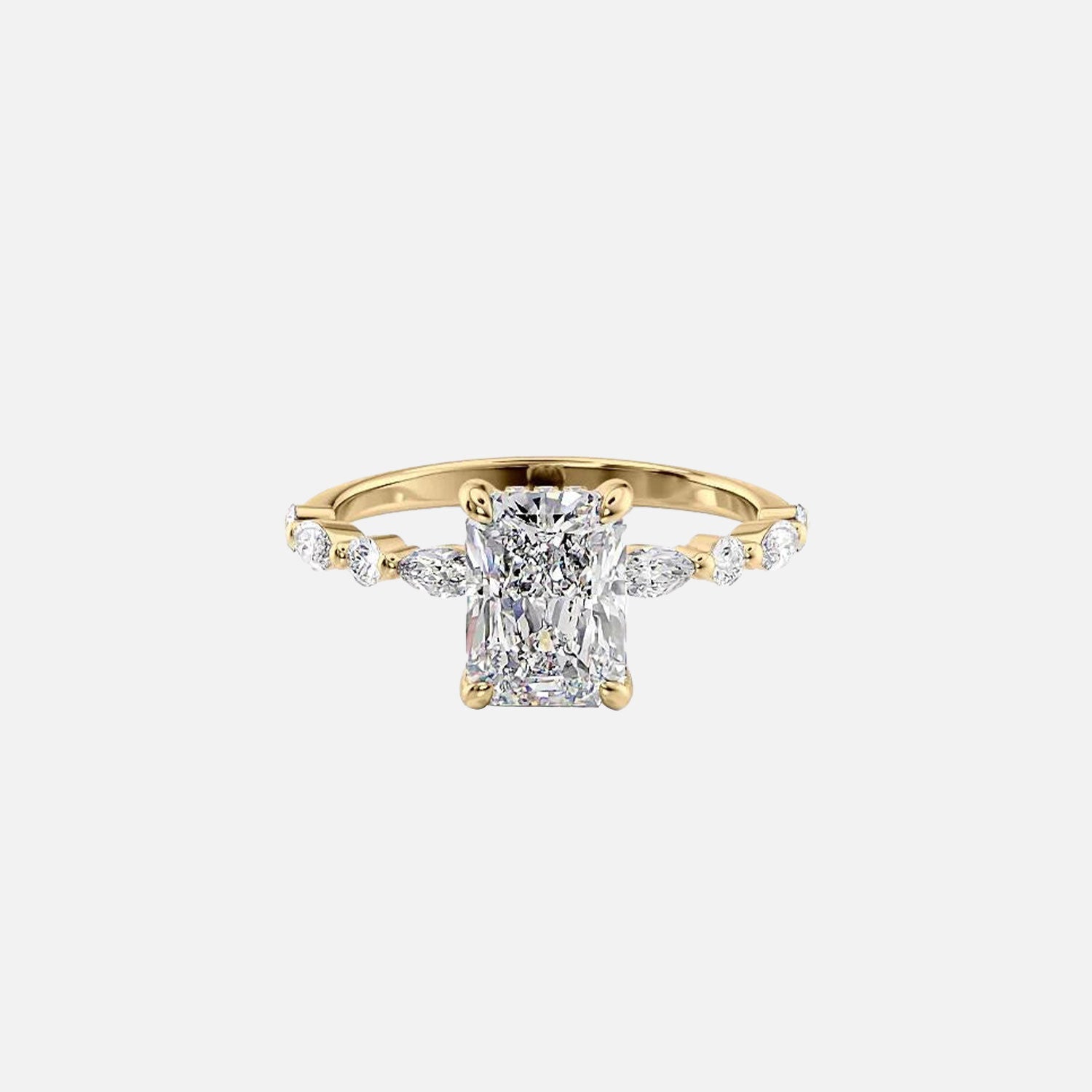 The Marquise Round Lindsey Radiant Lab Diamond Ring 14k Yellow Gold 001
