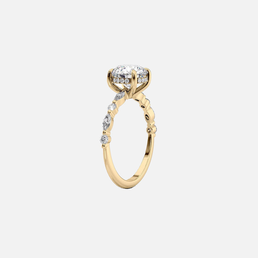  The Marquise Round Lindsey Radiant Lab Diamond Ring 18k Yellow Gold 002