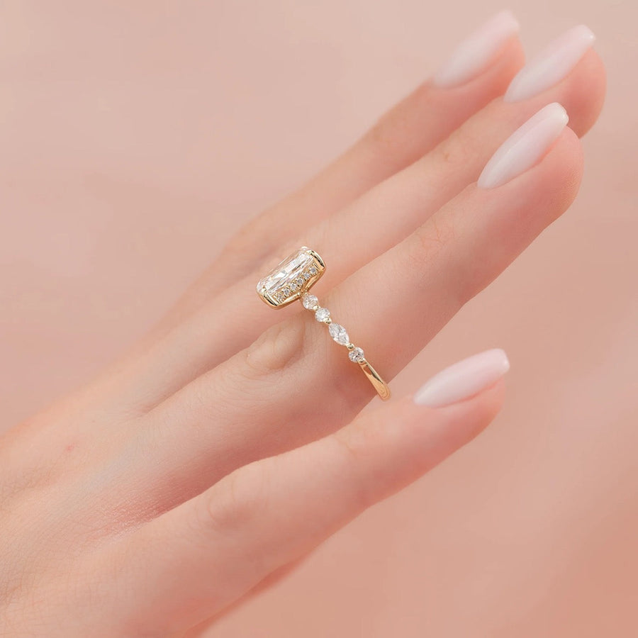  The Marquise Round Lindsey Radiant Lab Diamond Ring 18k Yellow Gold 003