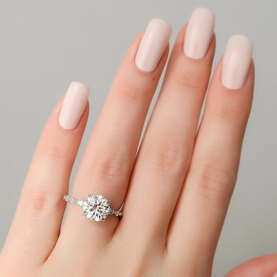  The Marquise Round Lindsey Round Lab Diamond Ring 14k White Gold 003