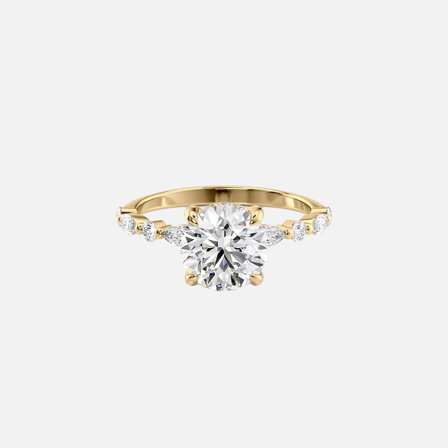 The Marquise Round Lindsey Round Lab Diamond Ring 14k Yellow Gold 001
