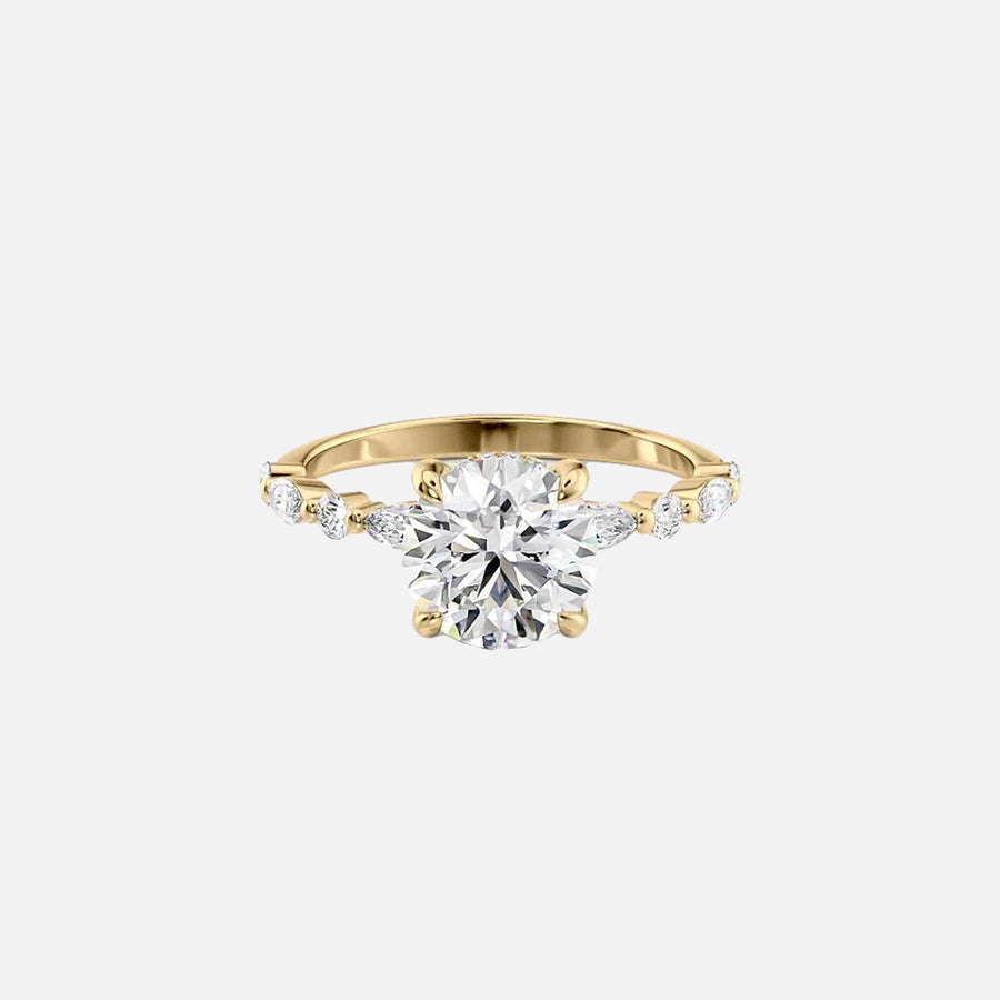 The Marquise Round Lindsey Round Lab Diamond Ring 14k Yellow Gold 001