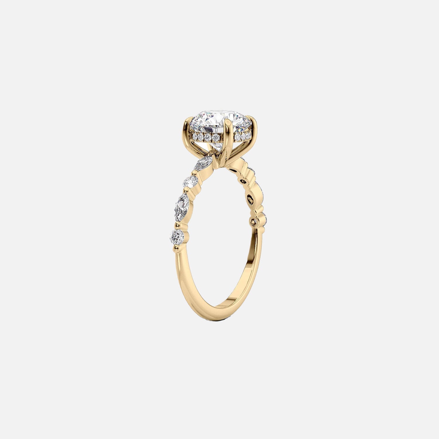  The Marquise Round Lindsey Round Lab Diamond Ring 14k Yellow Gold 002