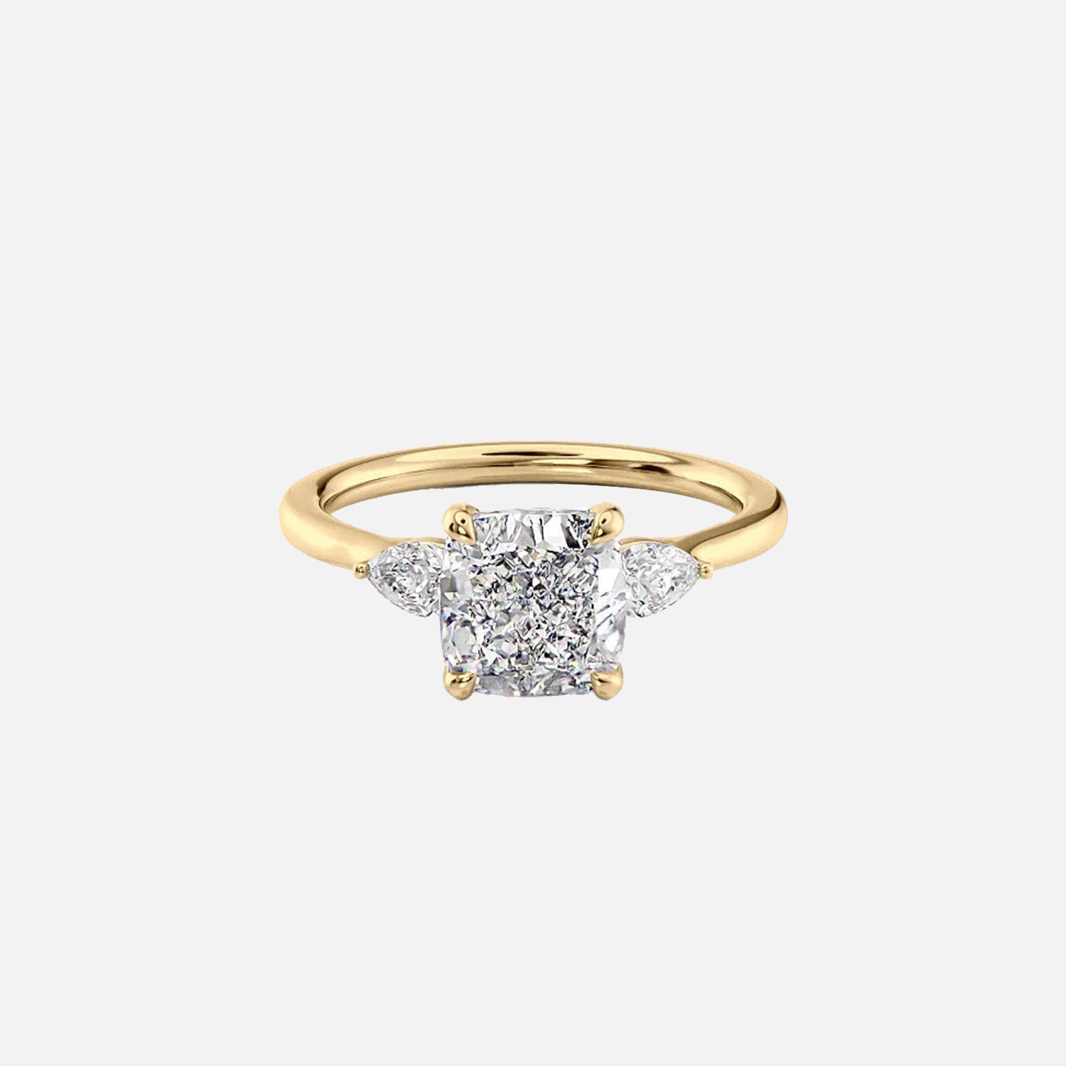 The Megan Pears Cushion Moissanite Ring 14k Yellow Gold 001