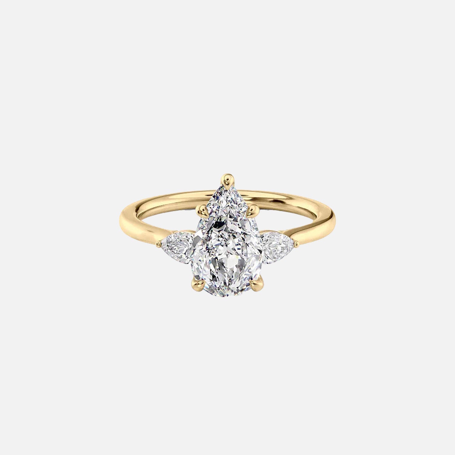 The Megan Pears Pear Moissanite Ring 14k Yellow Gold 001