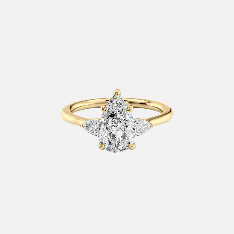 The Megan Pears Pear Moissanite Ring 14k Yellow Gold 001