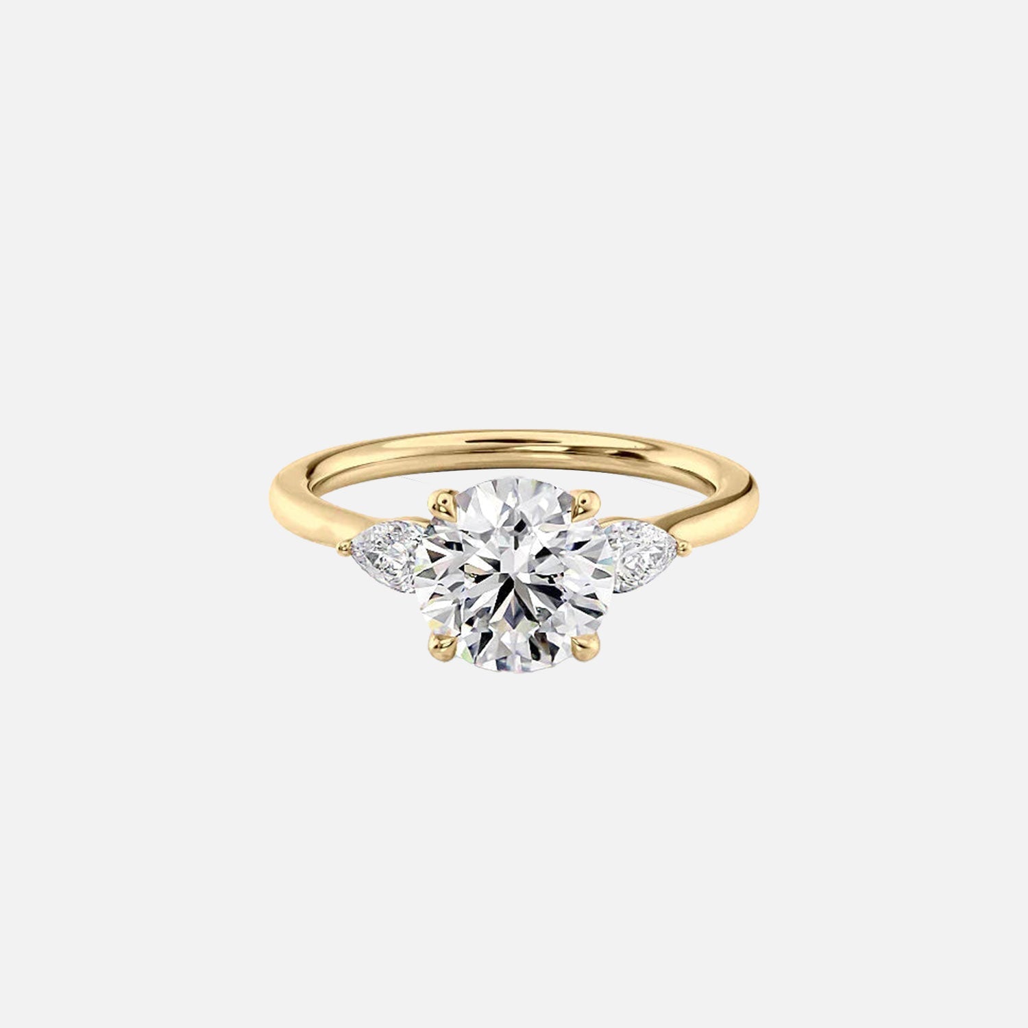 The Megan Pears Round Moissanite Ring 14k Yellow Gold 001