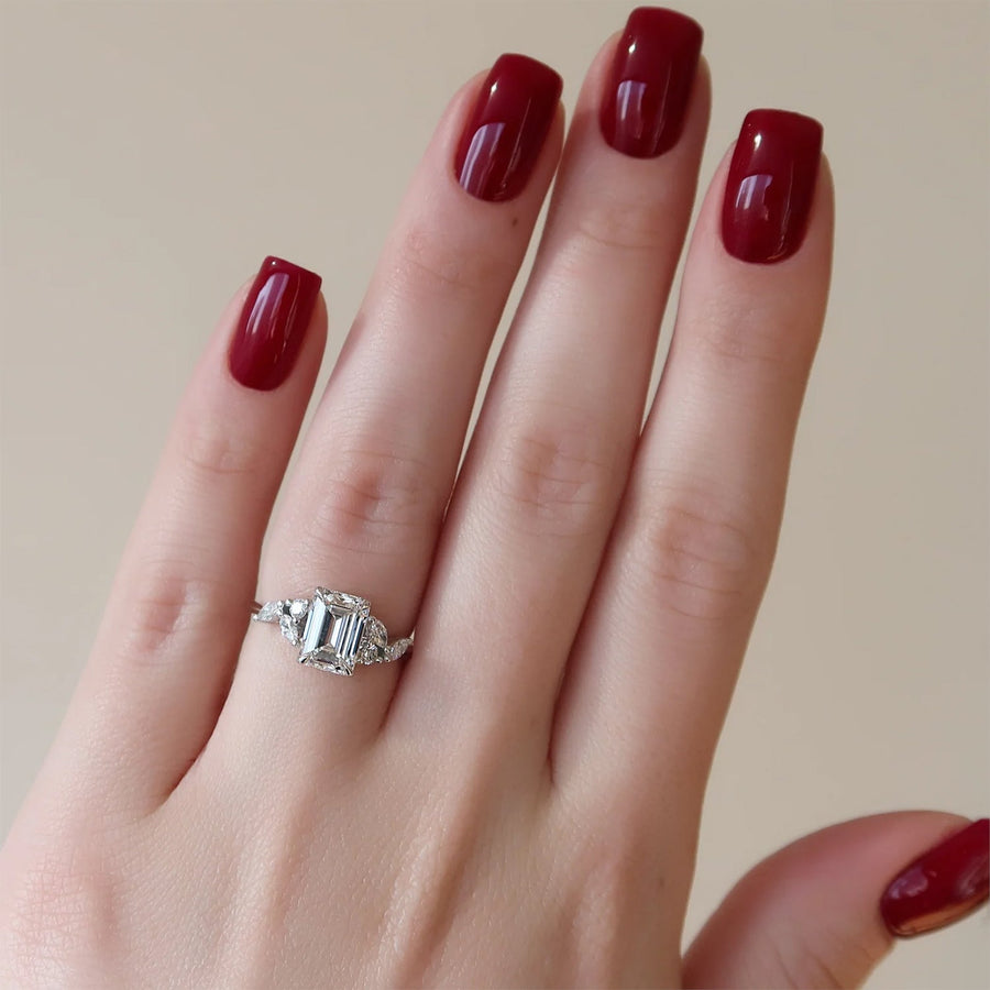  The Melissa Emerald Lab Diamond Ring 14k White Gold 003