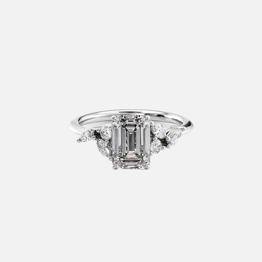  The Melissa Emerald Lab Diamond Ring 18k White Gold 001