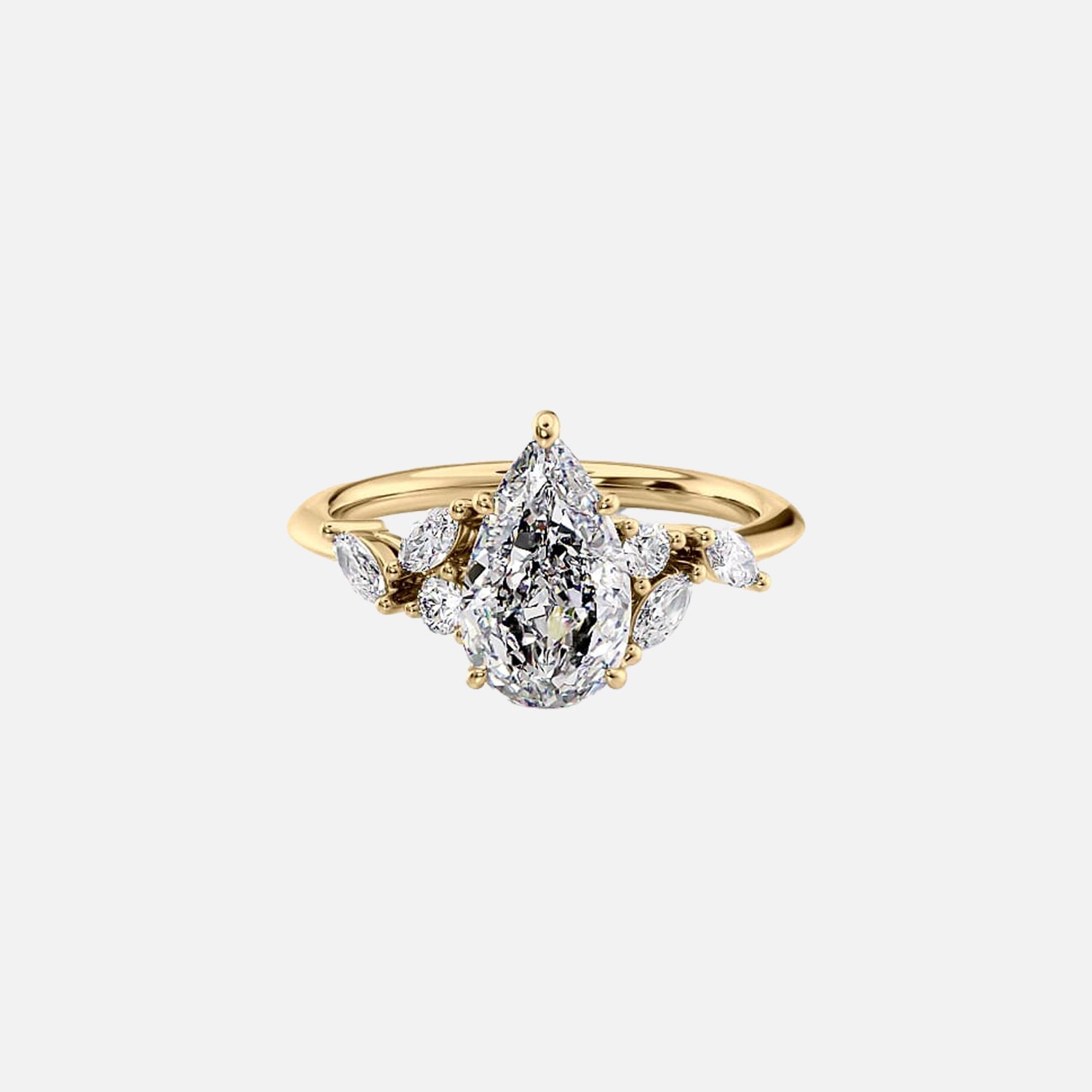 The Melissa Pear Lab Diamond Ring 14k Yellow Gold 001