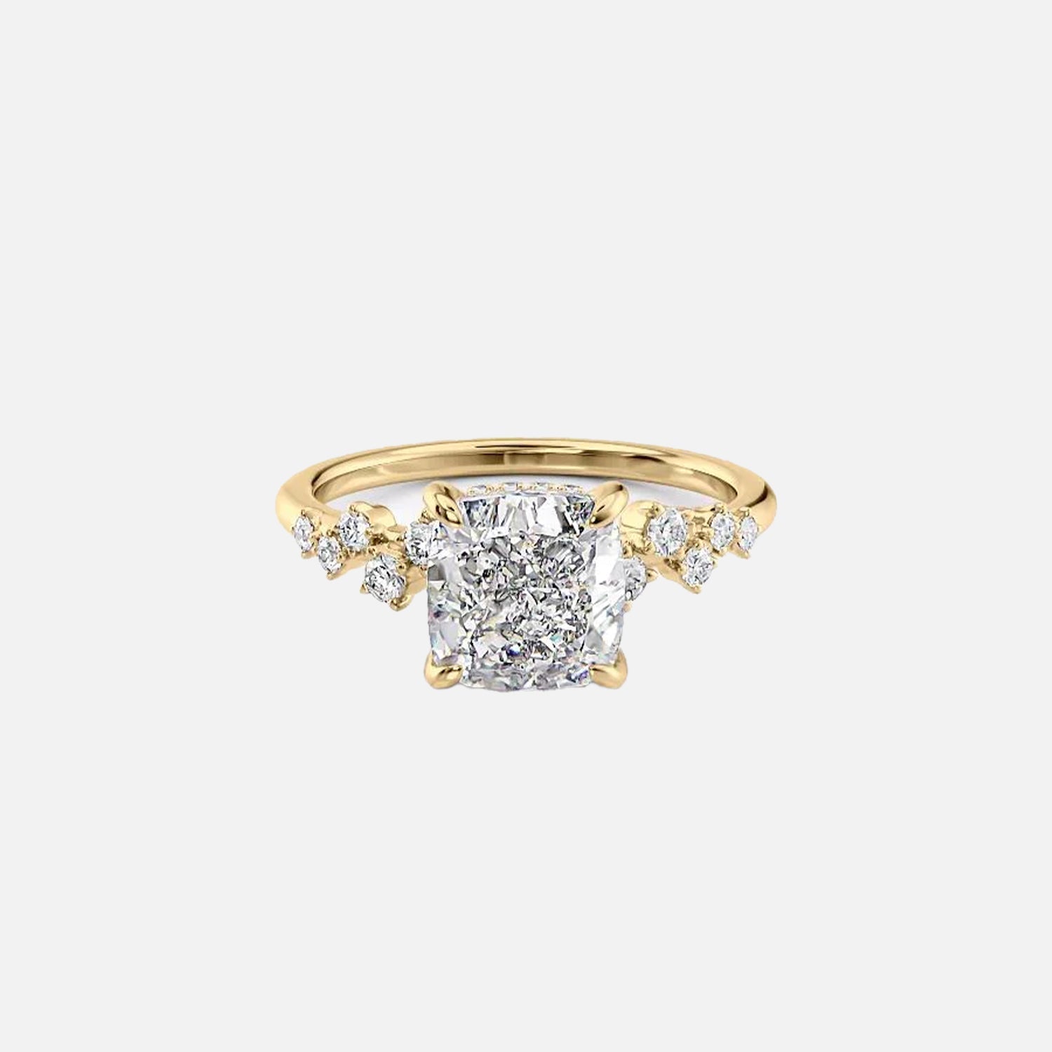 The Mia Cushion Lab Diamond Ring 14k Yellow Gold 001