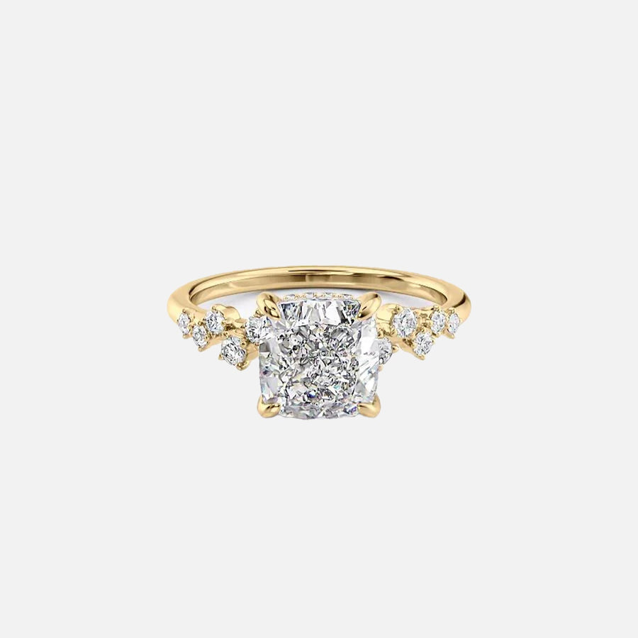 The Mia Cushion Lab Diamond Ring 14k Yellow Gold 001