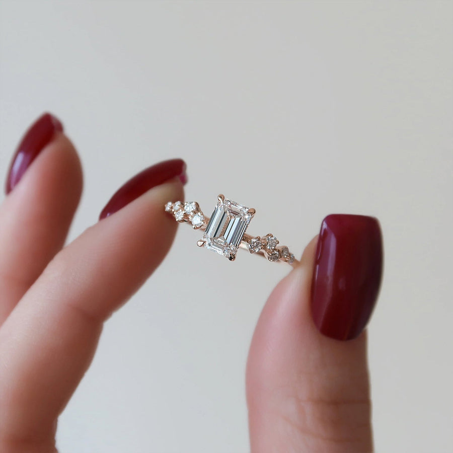  The Mia Emerald Lab Diamond Ring 14k Rose Gold 003