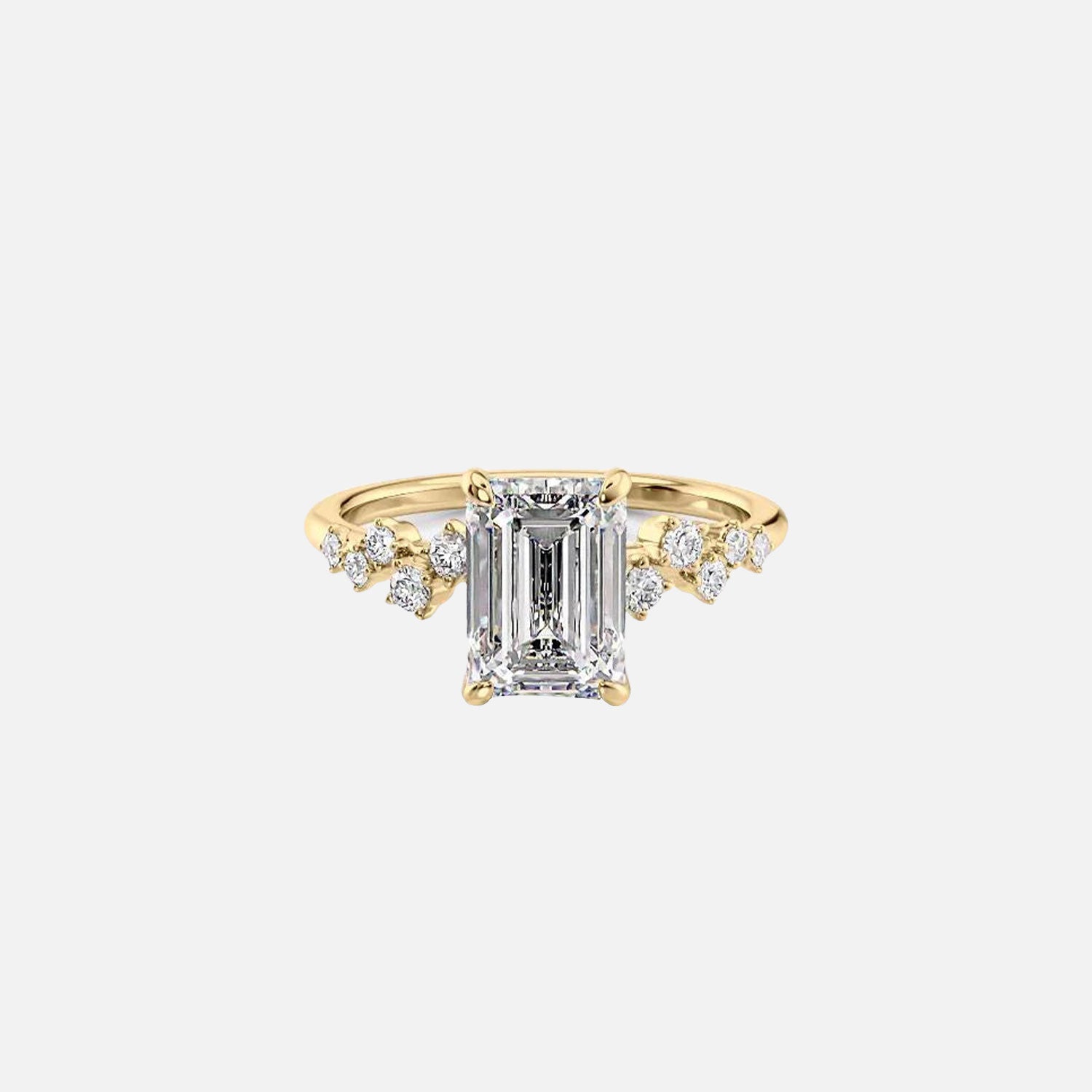 The Mia Emerald Lab Diamond Ring 14k Yellow Gold 001