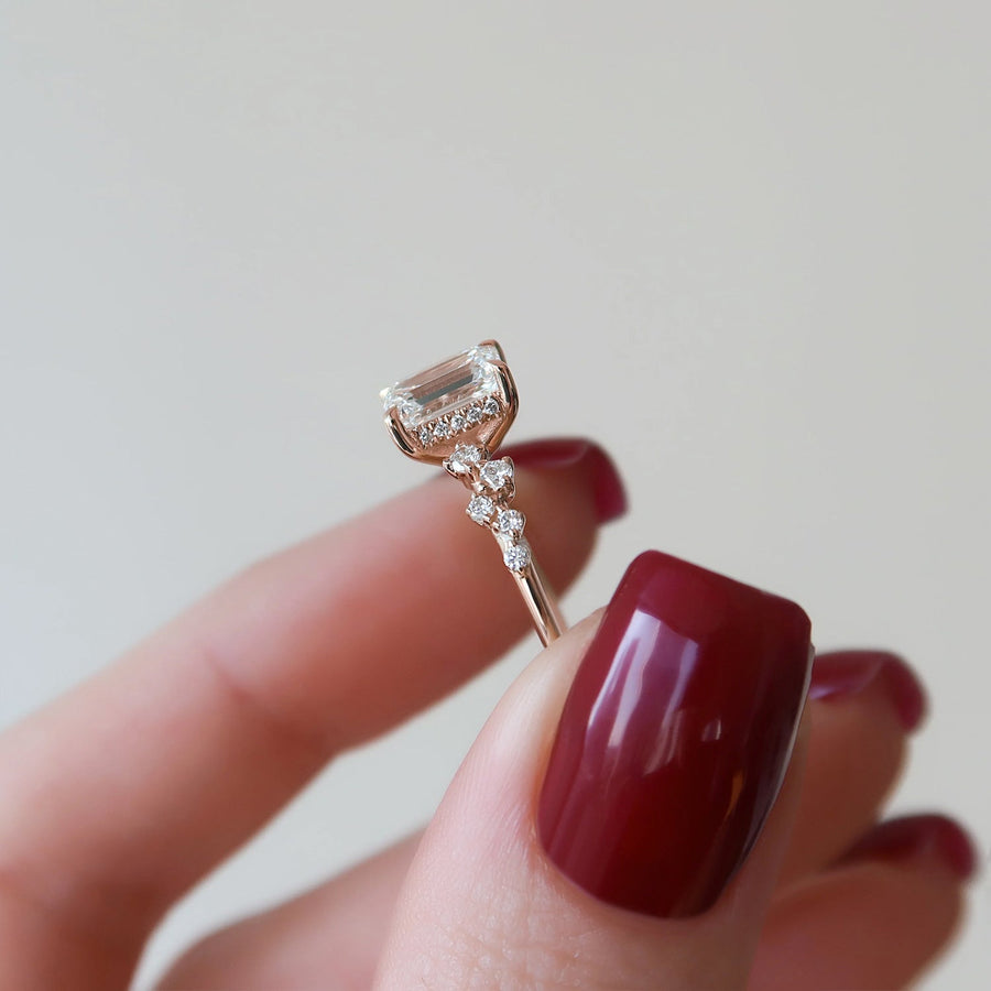  The Mia Emerald Lab Diamond Ring 18k Rose Gold 004 Final