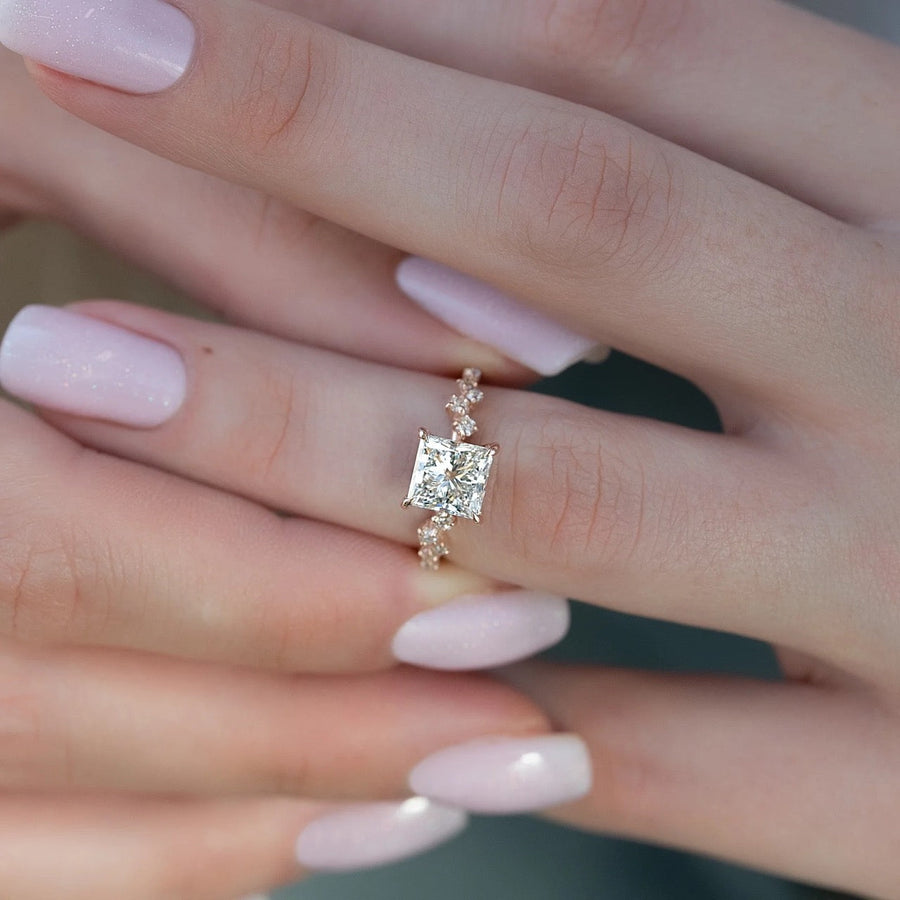  The Mia Princess Lab Diamond Ring 14k Rose Gold 003