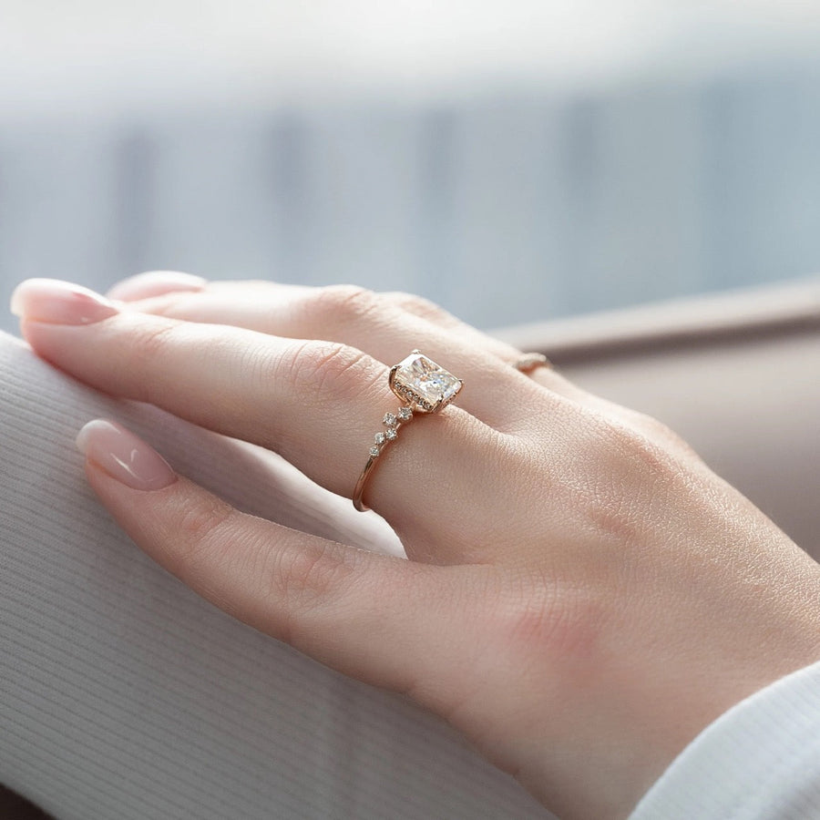  The Mia Radiant Lab Diamond Ring 14k Rose Gold 003