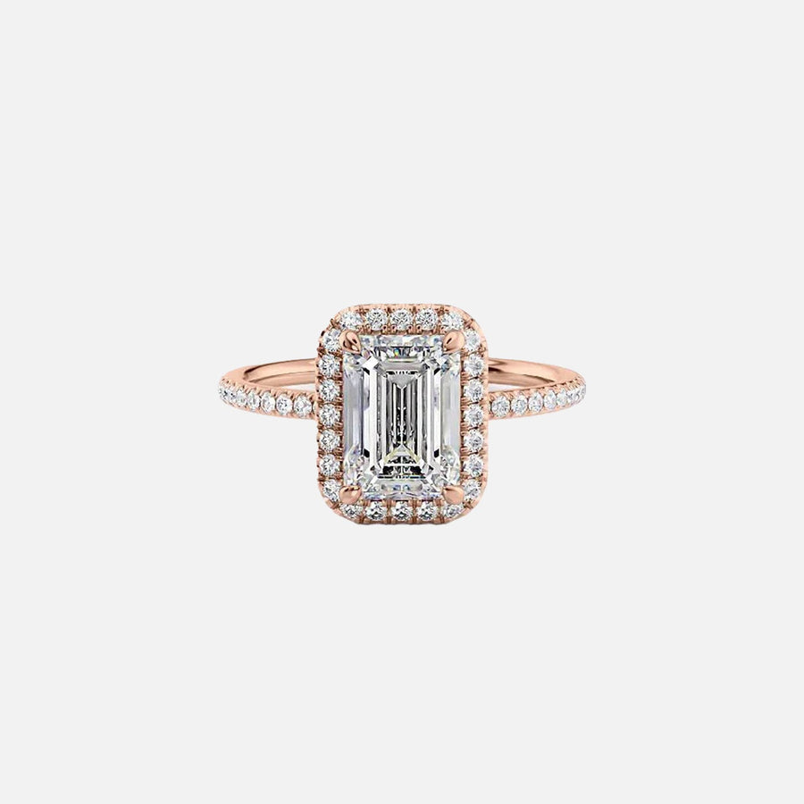  The Michelle Emerald Lab Diamond Ring 14k Rose Gold 001