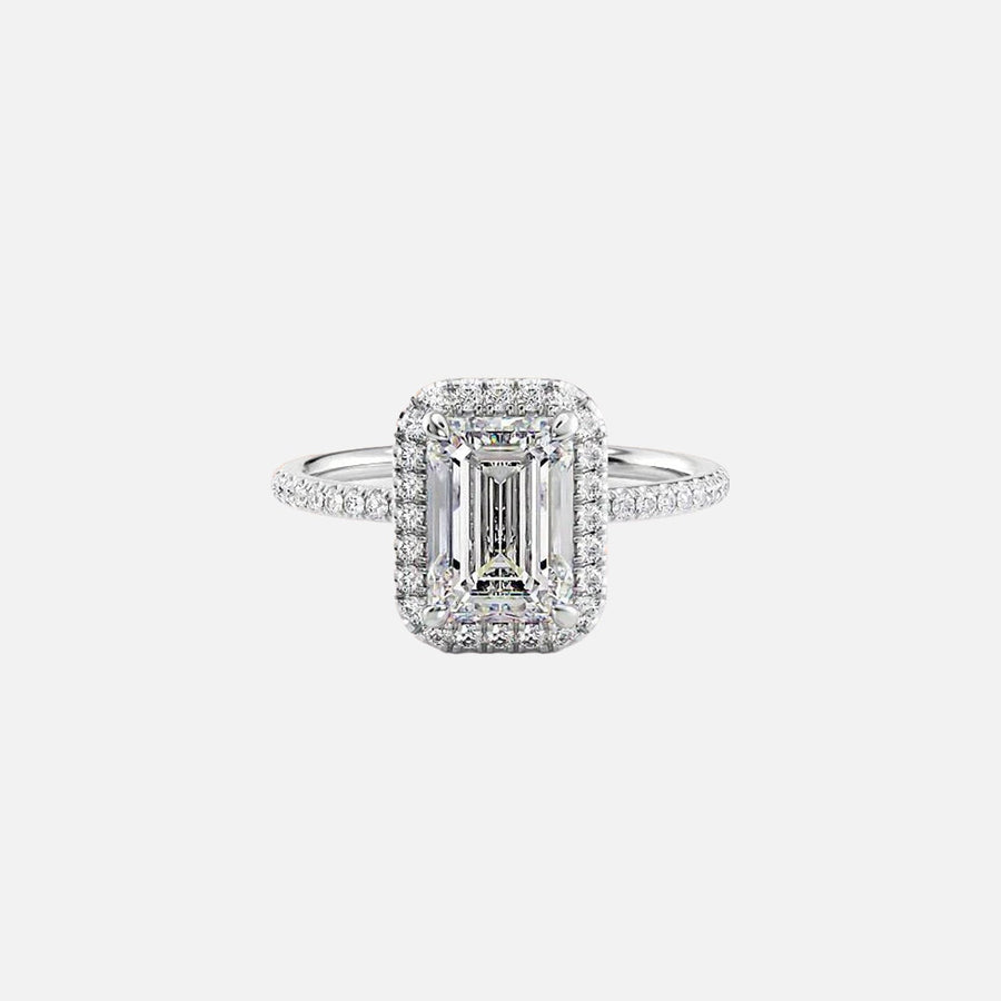  The Michelle Emerald Lab Diamond Ring 14k White Gold 001