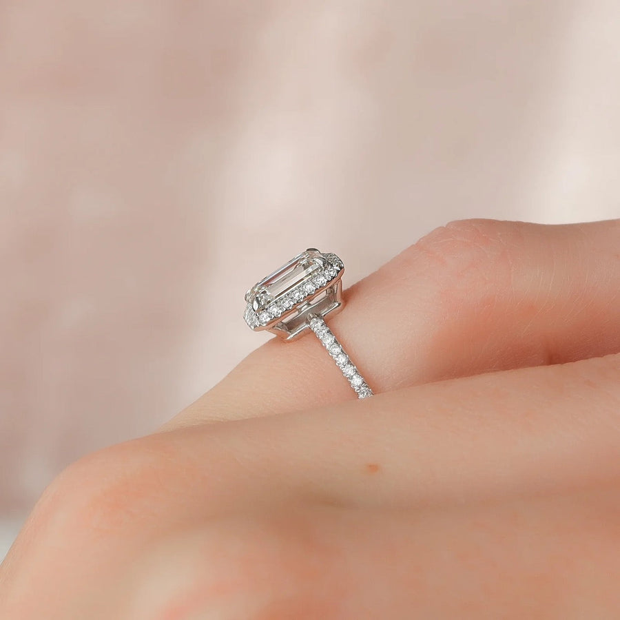  The Michelle Emerald Lab Diamond Ring 14k White Gold 004 Final