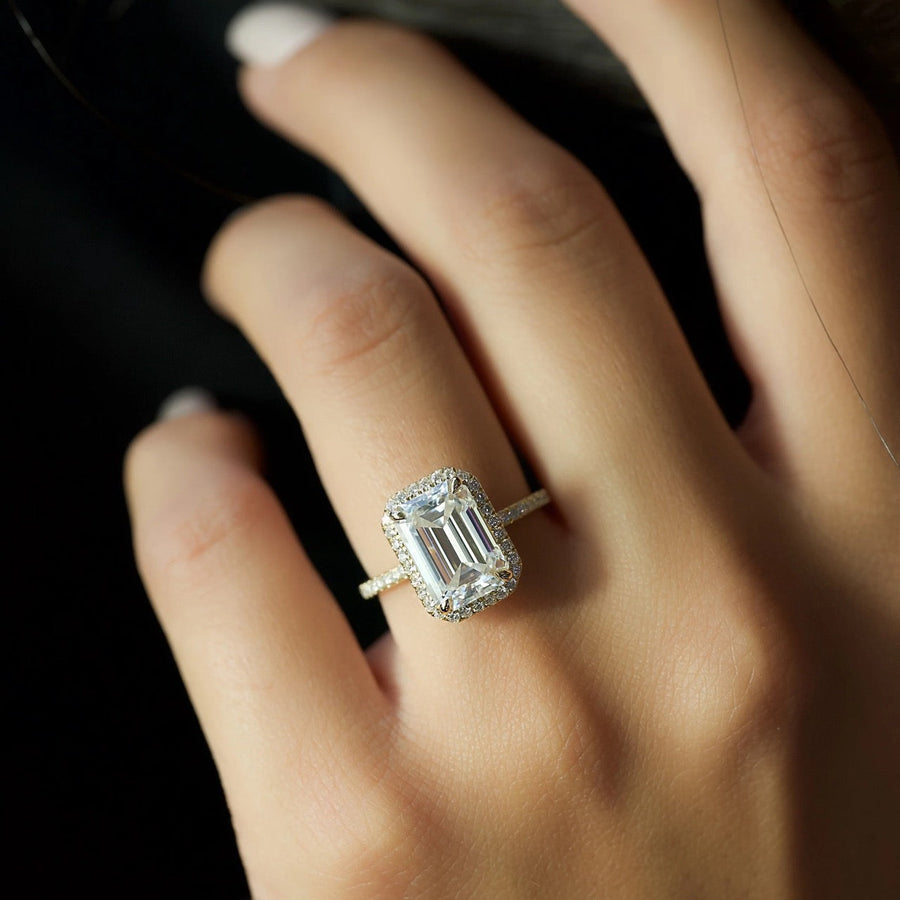  The Michelle Emerald Lab Diamond Ring 14k Yellow Gold 003 Final