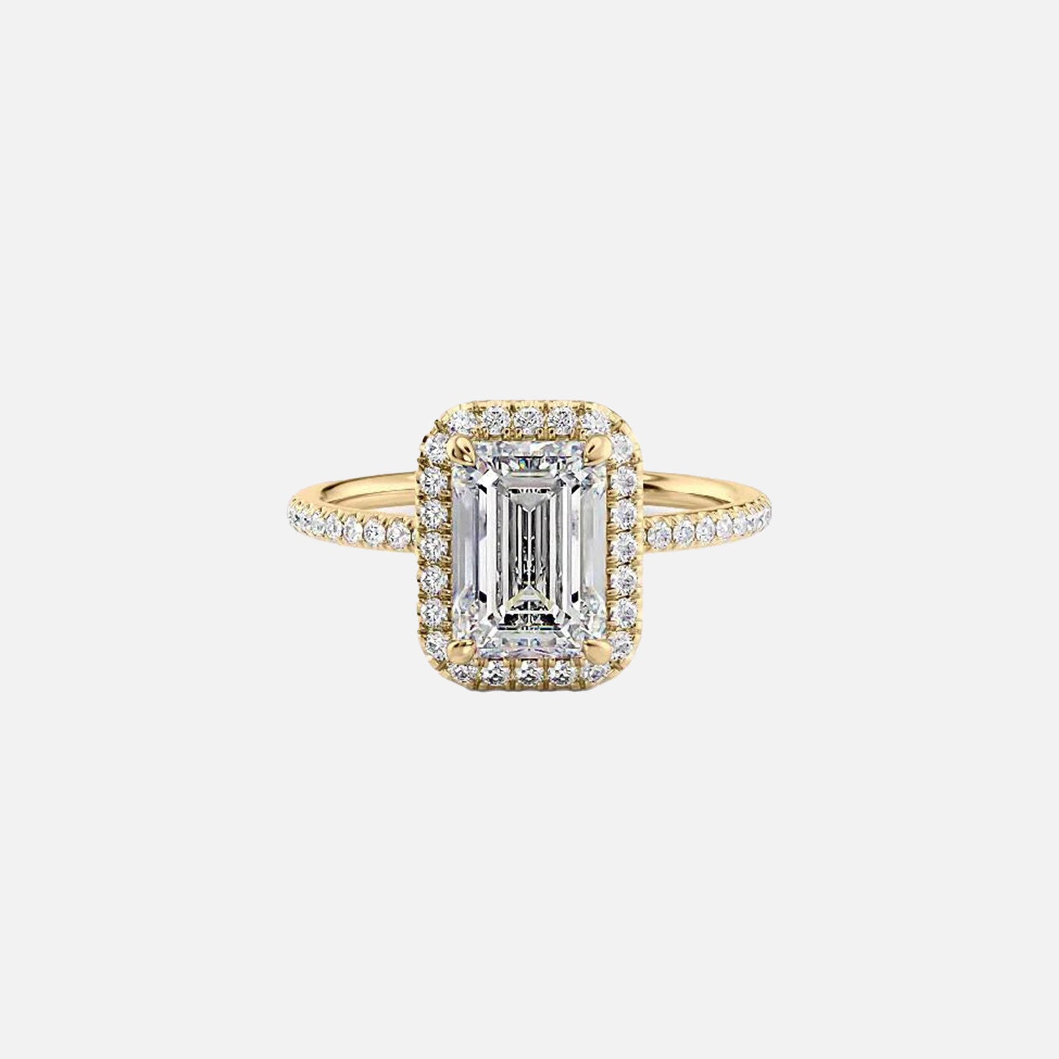 The Michelle Emerald Moissanite Ring 14k Yellow Gold 001