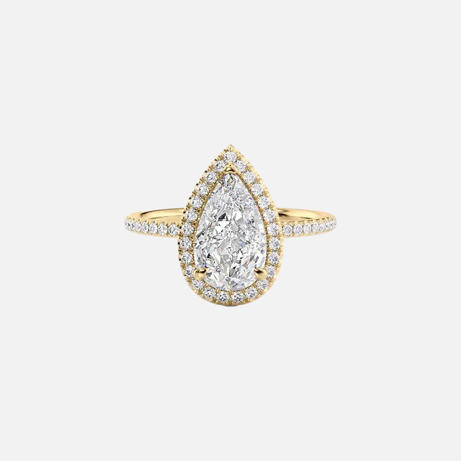 The Michelle Pear Moissanite Ring 14k Yellow Gold 001