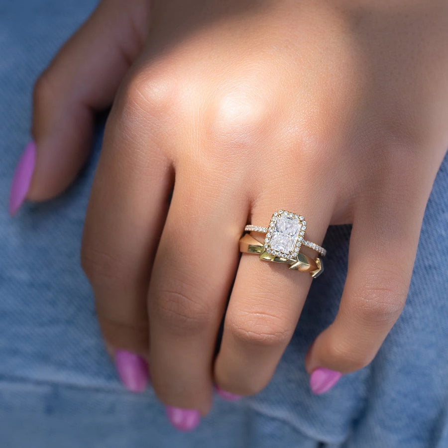  The Michelle Radiant Moissanite Ring 14k Yellow Gold 003