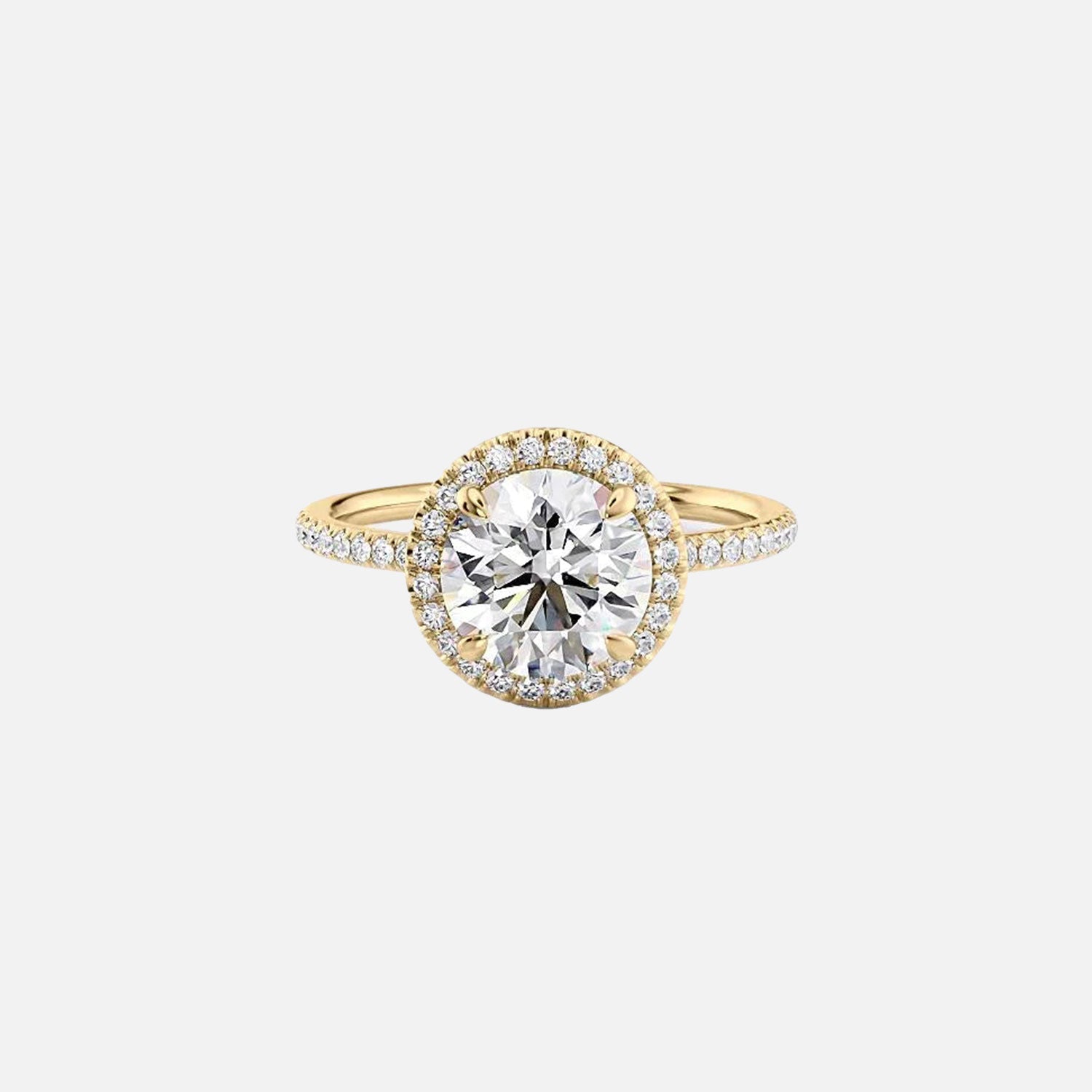The Michelle Round Moissanite Ring 14k Yellow Gold 001
